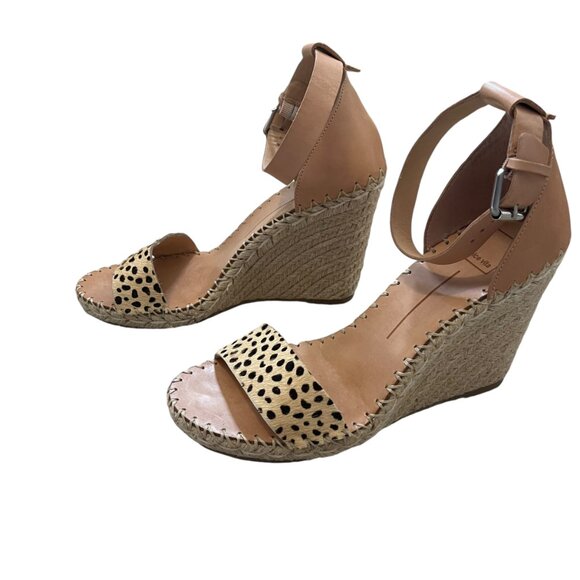 DOLCE VITA| Noor Leopard Calf Hair Espadrille Leather Wedges - SZ 10 worn 1X - Picture 4 of 11